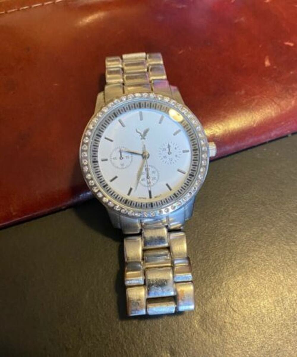 Women's 38mm American Eagle Outfitters Watch, Silver Tone with Crystal Accents